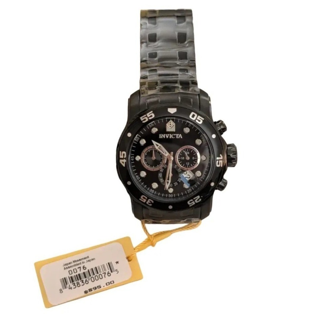 Invicta Pro Diver 0076 Chronograph Watch 48 mm Black Ion Plated Stainless Steel - Picture 5 of 16
